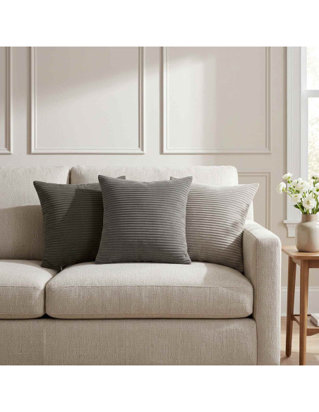 Federa 2 pz HEERLEN Grigio Chiaro 30 x 30 cm corduroy