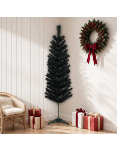 Albero di Natale Artificiale Sottile 150 cm PVC e Acciaio Nero
