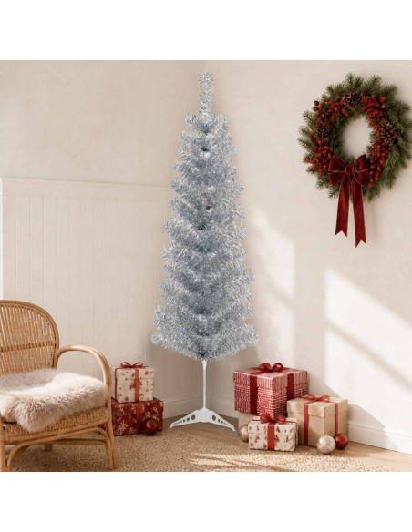 Albero di Natale Artificiale Sottile 150 cm PVC e Acciaio