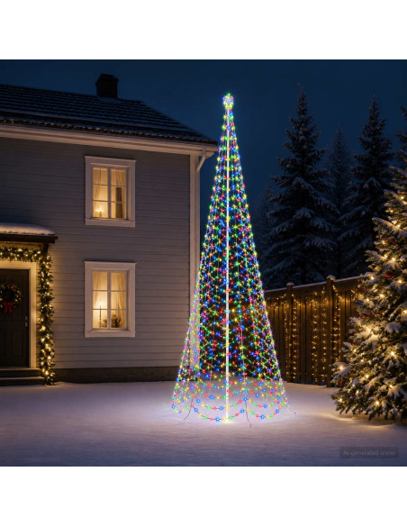 Albero di Natale a spirale LED con picchetto EKENAS 500 cm