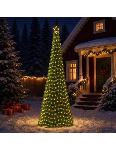 Albero di Natale in tinsel con luci LED e base EKENAS 300 cm
