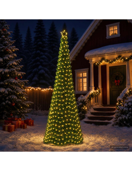 Albero di Natale in tinsel con luci LED e base EKENAS 300 cm