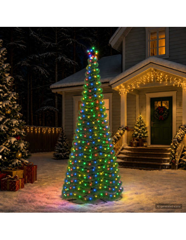 Albero di Natale in tinsel con luci LED e base EKENAS 250 cm