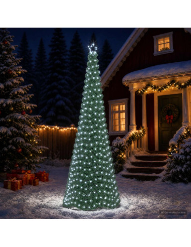 Albero di Natale in tinsel con luci LED e base EKENAS 300 cm