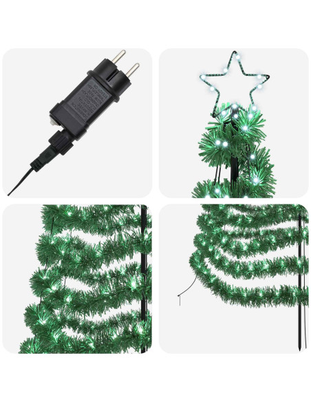 Albero di Natale a LED in tinsel con picchetto EKENAS 250 cm