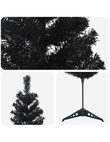 Albero di Natale Artificiale Sottile 120 cm PVC e Acciaio Nero