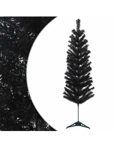 Albero di Natale Artificiale Sottile 150 cm PVC e Acciaio Nero 2