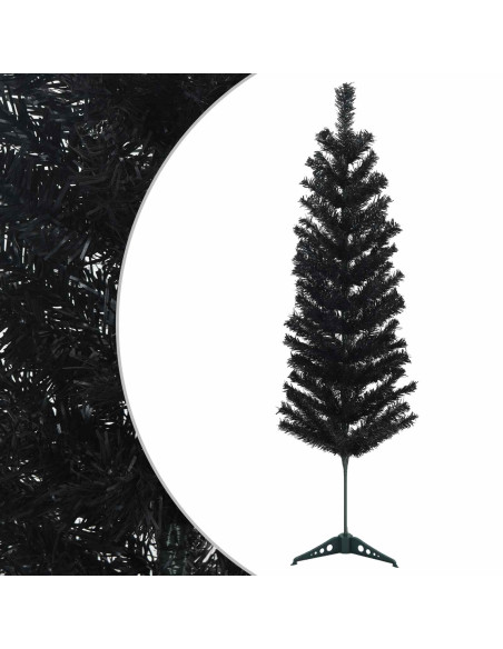 Albero di Natale Artificiale Sottile 150 cm PVC e Acciaio Nero