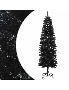 Albero di Natale Artificiale Sottile 210 cm PVC e Acciaio Nero 2