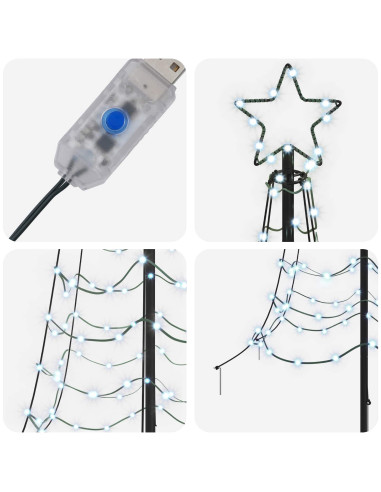 Albero di Natale a spirale LED con picchetto EKENAS 180 cm