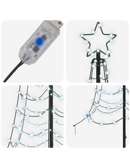Albero di Natale a spirale LED con picchetto EKENAS 180 cm