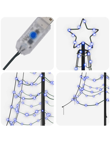 Albero di Natale a spirale LED con picchetto EKENAS 180 cm