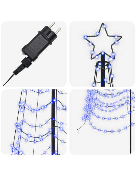 Albero di Natale a spirale LED con picchetto EKENAS 500 cm