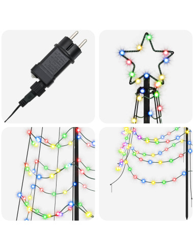 Albero di Natale a spirale LED con picchetto EKENAS 400 cm