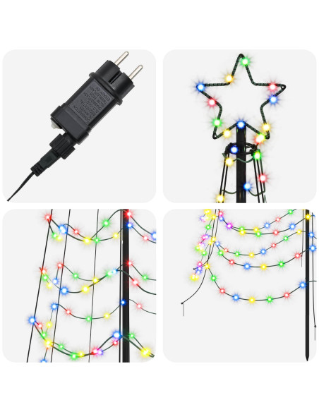 Albero di Natale a spirale LED con picchetto EKENAS 400 cm