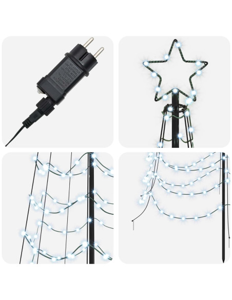 Albero di Natale a spirale LED con picchetto EKENAS 400 cm