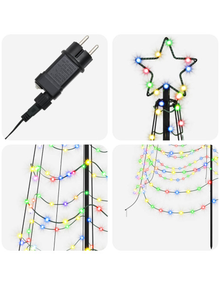 Albero di Natale a spirale LED con picchetto EKENAS 500 cm