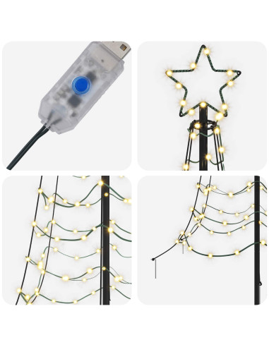 Albero di Natale a spirale LED con picchetto EKENAS 180 cm