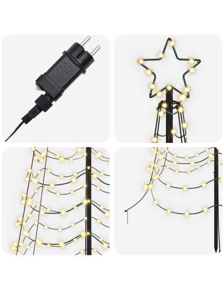 Albero di Natale a spirale LED con picchetto EKENAS 250 cm