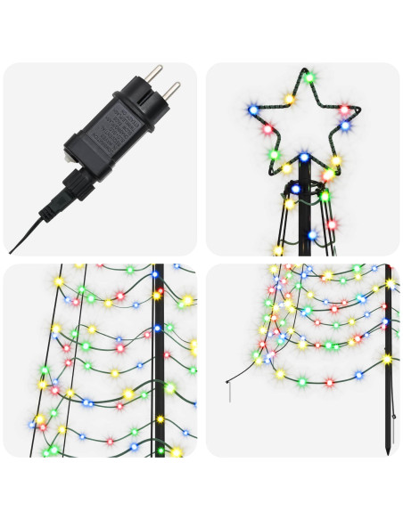 Albero di Natale a spirale LED con picchetto EKENAS 300 cm