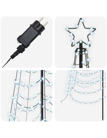 Albero di Natale a spirale LED con picchetto EKENAS 500 cm