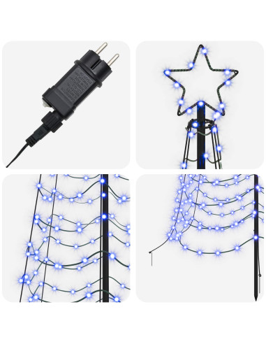 Albero di Natale a spirale LED con picchetto EKENAS 300 cm