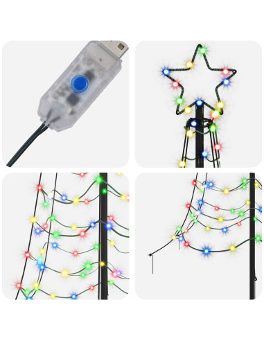Albero di Natale a spirale LED con picchetto EKENAS 180 cm