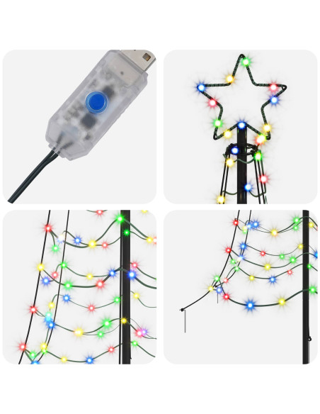 Albero di Natale a spirale LED con picchetto EKENAS 180 cm