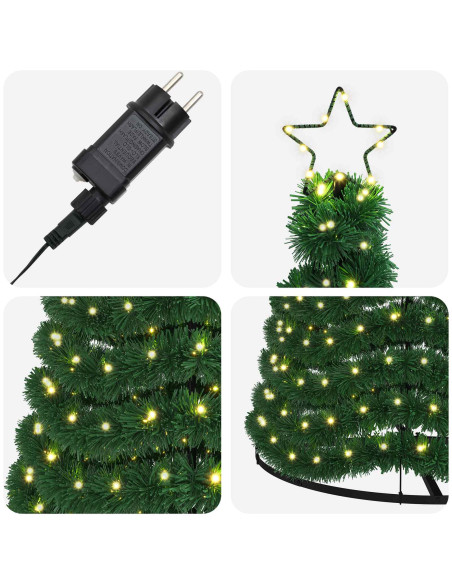 Albero di Natale in tinsel con luci LED e base EKENAS 300 cm