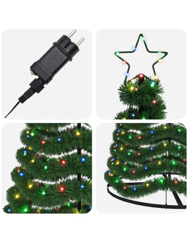 Albero di Natale in tinsel con luci LED e base EKENAS 250 cm