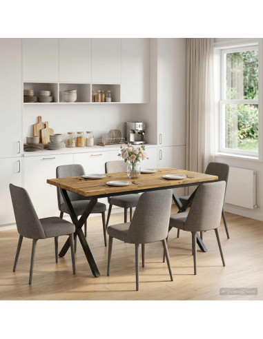 Tavolo da pranzo con bordo vivo 140 x 70 x 75 cm