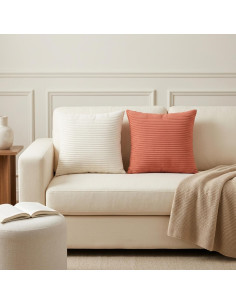 Federa 2 pz HEERLEN Rosso Arancio 30 x 30 cm corduroy
