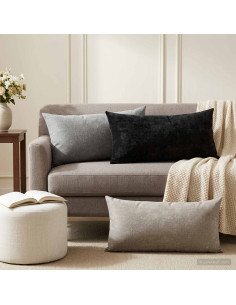 Federa 2 pz HEERLEN Grigio Chiaro 40 x 80 cm Tessuto Chenille