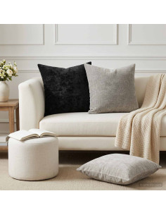 Federa 2 pz HEERLEN Grigio Scuro 45 x 45 cm Tessuto Chenille