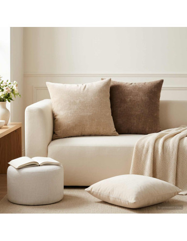 Federa 6 pz HEERLEN Marrone 45 x 45 cm Tessuto Chenille