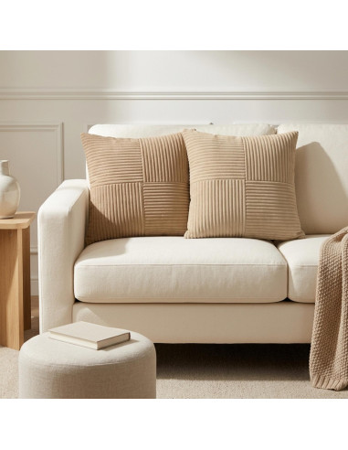 Federa 2 pz ALMELO Marrone 30 x 30 cm corduroy