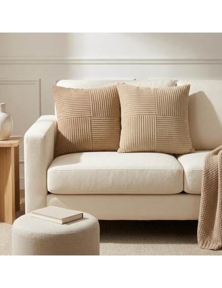 Federa 2 pz ALMELO Marrone 30 x 30 cm corduroy