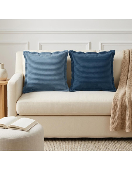 Federa 2 pz HOUTEN Blu 30 x 30 cm corduroy
