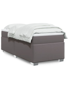 Giroletto a Molle con Materasso Grgio 90x200 cm in Similpelle
