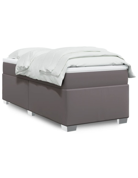 Giroletto a Molle con Materasso Grgio 90x200 cm in Similpelle