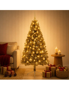 Albero di Natale artificiale con palline 120 cm 150 LED