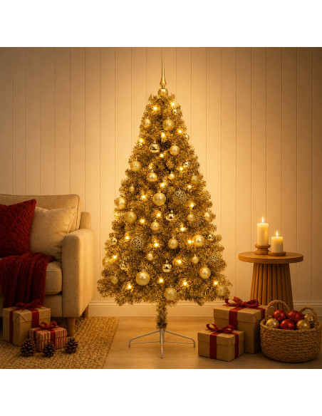 Albero di Natale artificiale con palline 120 cm 150 LED
