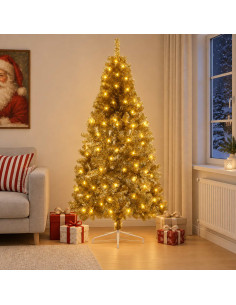 Albero di Natale Artificiale con Rami Pieghevoli 120 cm 150 LED