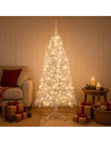 Albero di Natale Artificiale con Rami Pieghevoli 150 cm 150 LED