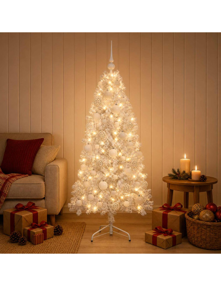 Albero di Natale Artificiale con Rami Pieghevoli 150 cm 150 LED