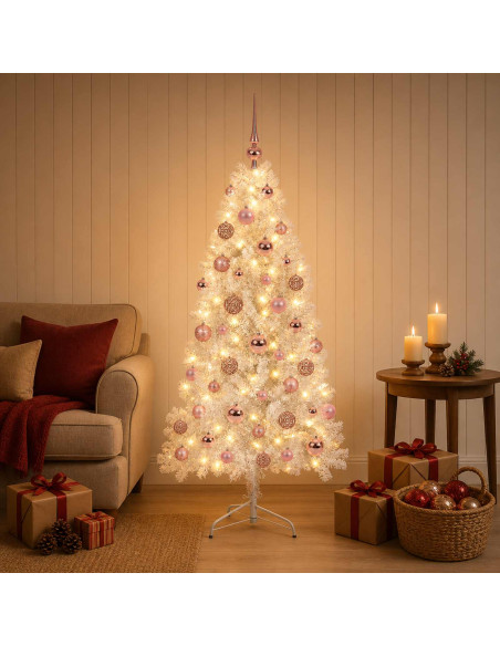 Albero di Natale Artificiale con Rami Pieghevoli 150 cm 150 LED