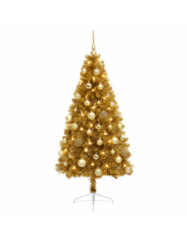 Albero di Natale artificiale con palline 120 cm 150 LED