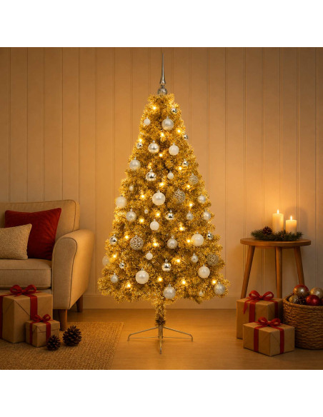 Albero di Natale artificiale con palline 120 cm 150 LED
