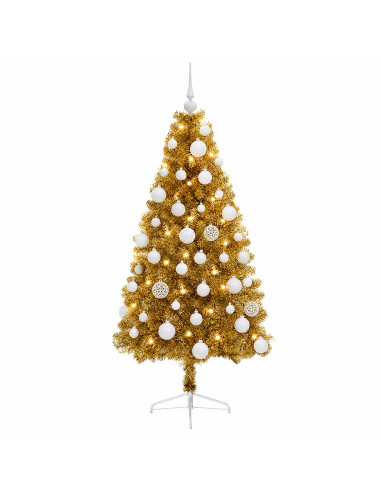 Albero di Natale artificiale con palline 150 cm 150 LED