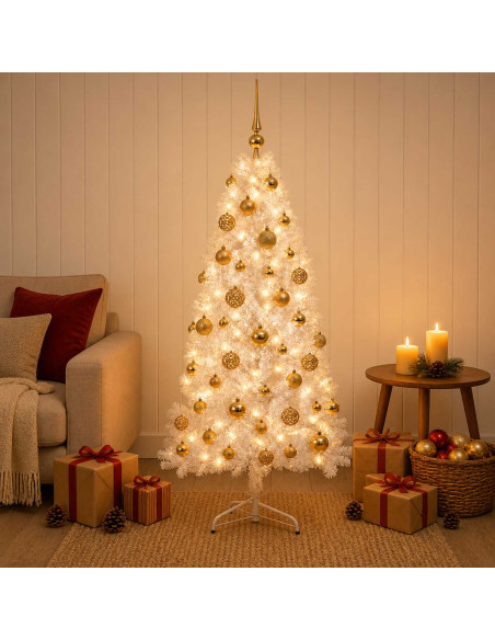Albero di Natale Artificiale con Rami Pieghevoli 150 cm 150 LED